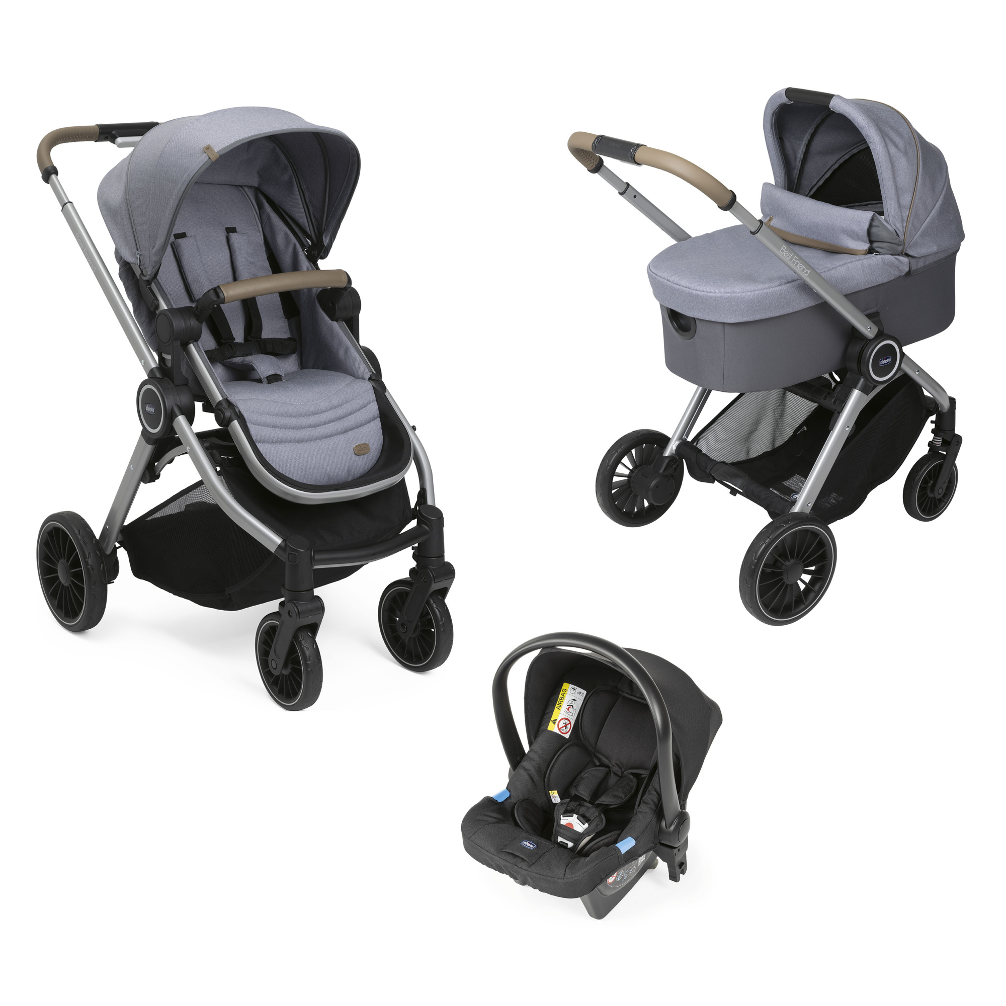 Коляска 3 в 1 Chicco Trio Best Friend Pro Magnet - фото 1