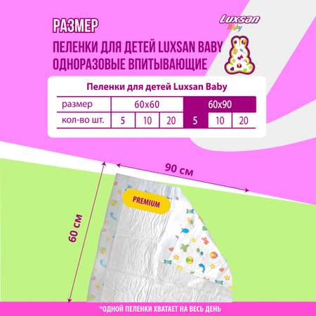 Пелёнки одноразовые Luxsan 60х90 см 5 шт.