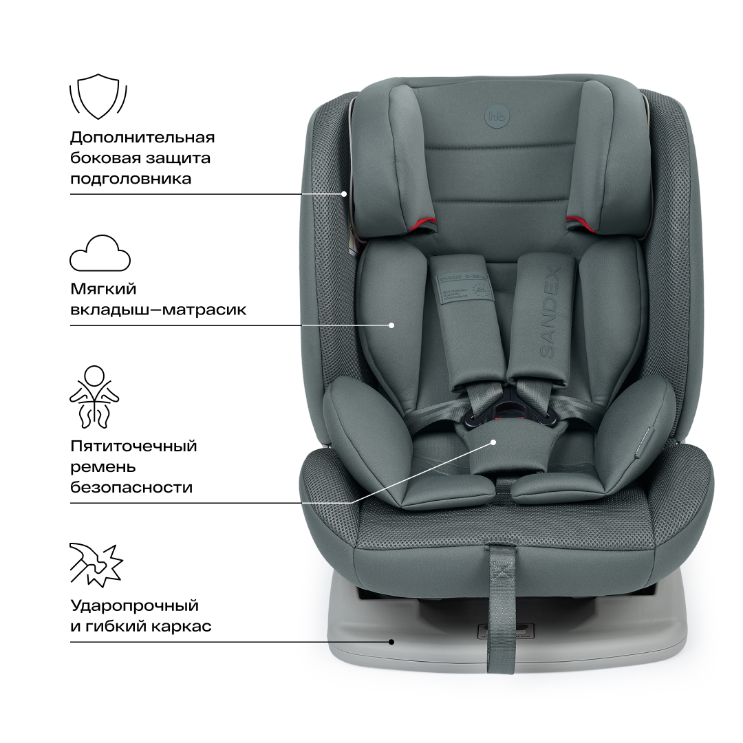 Автокресло Happy Baby Sandex 0+/1/2/3 (0-36 кг) зеленый - фото 4