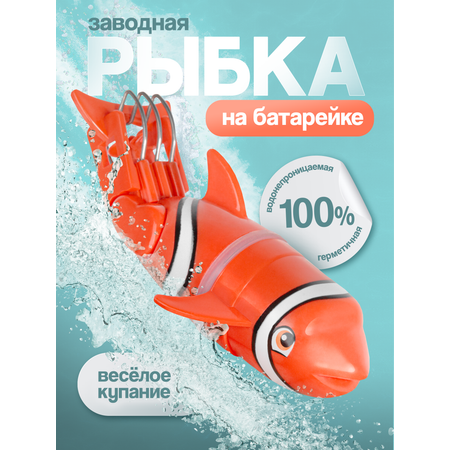 Игрушка BAZUMI Заводная рыбка клоун для ванны