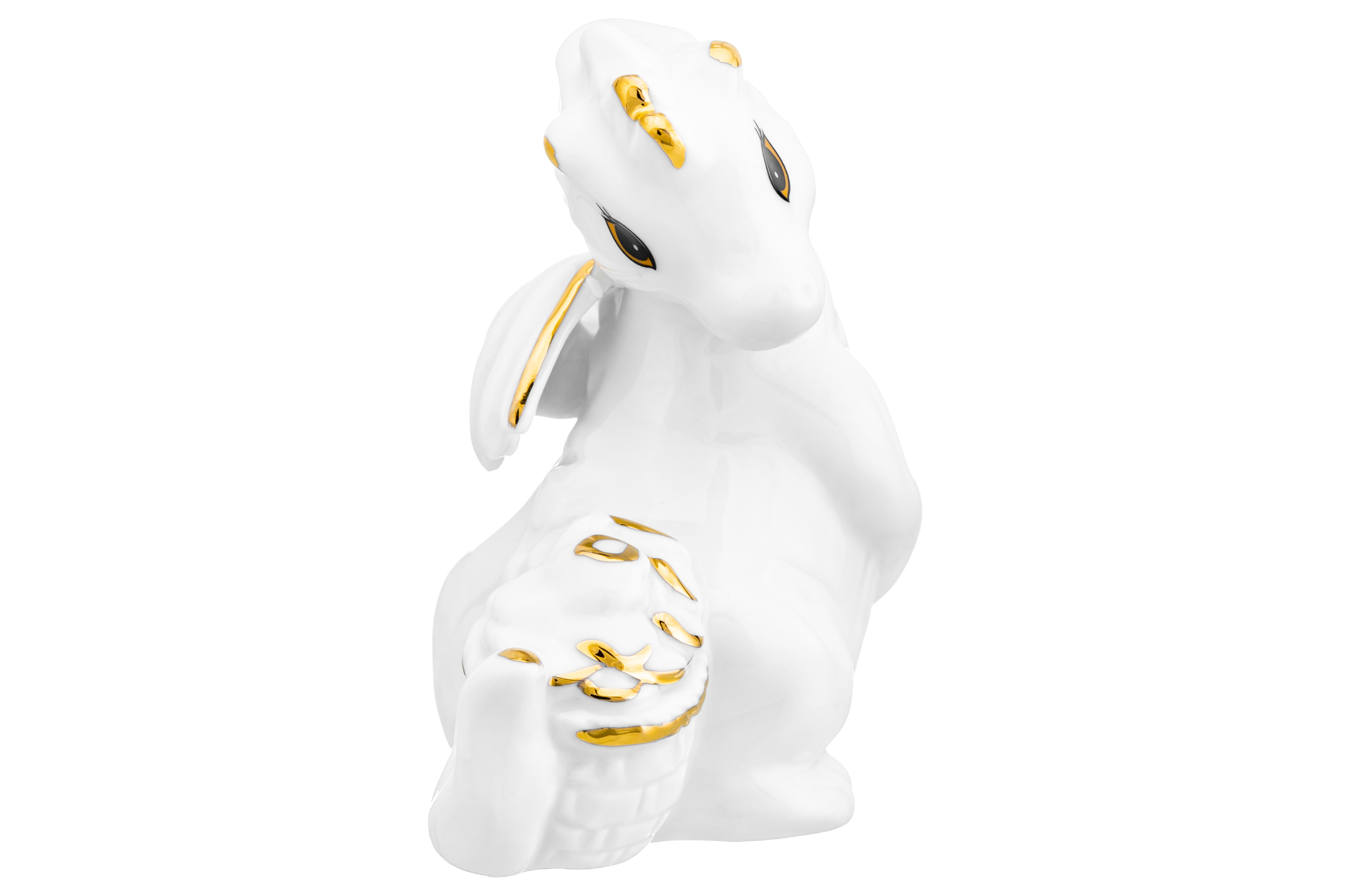 Фигурка декоративная Elan Gallery 7.5х5х8 см Дракон с денежным мешочком белая с золотом - фото 8