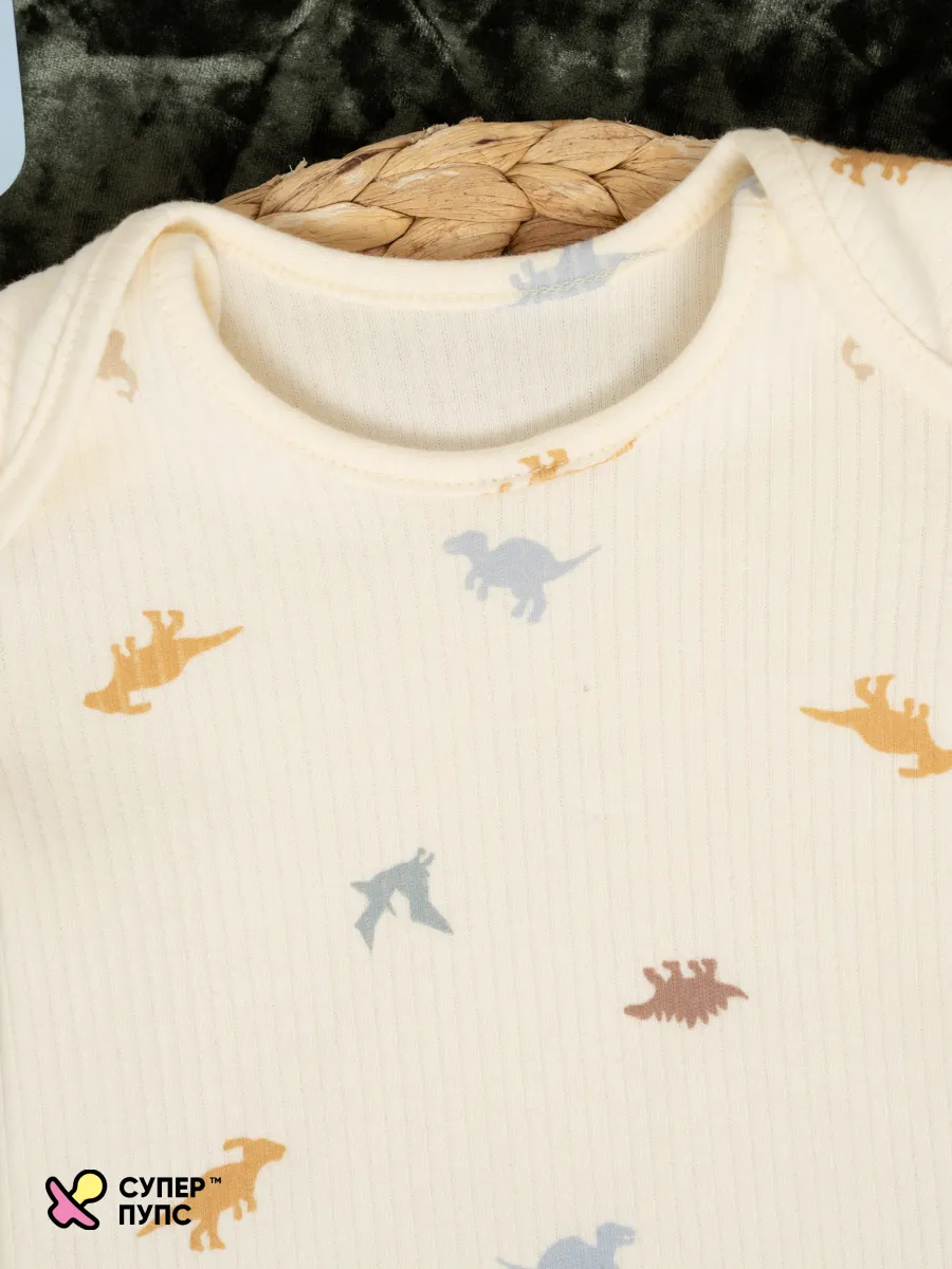 Боди 3 шт Супер Пупс нбр/3пр/бд/коррук/полоска/дино - фото 16