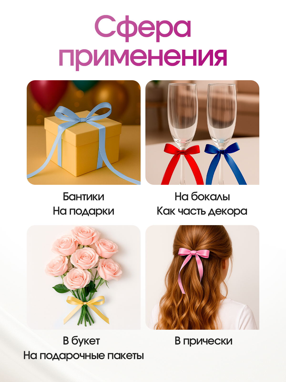 Ленты атласные AXLER тонкие упаковочные набор 10 шт - фото 10