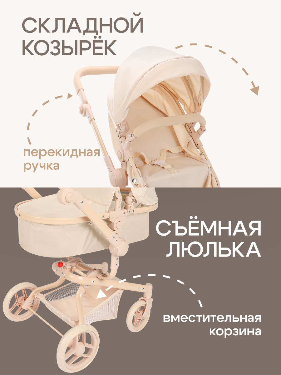 Коляска 2 в 1 для кукол Рыжий кот 9695-NB - фото 5