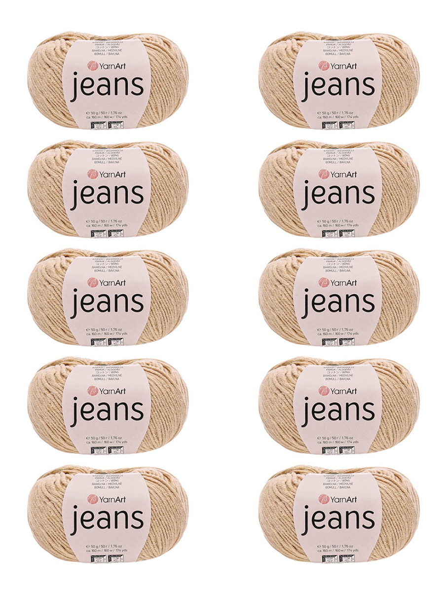 Пряжа YarnArt Jeans универсальная 50 г 160 м 87 нежно-бежевый, 10 мотков - фото 6