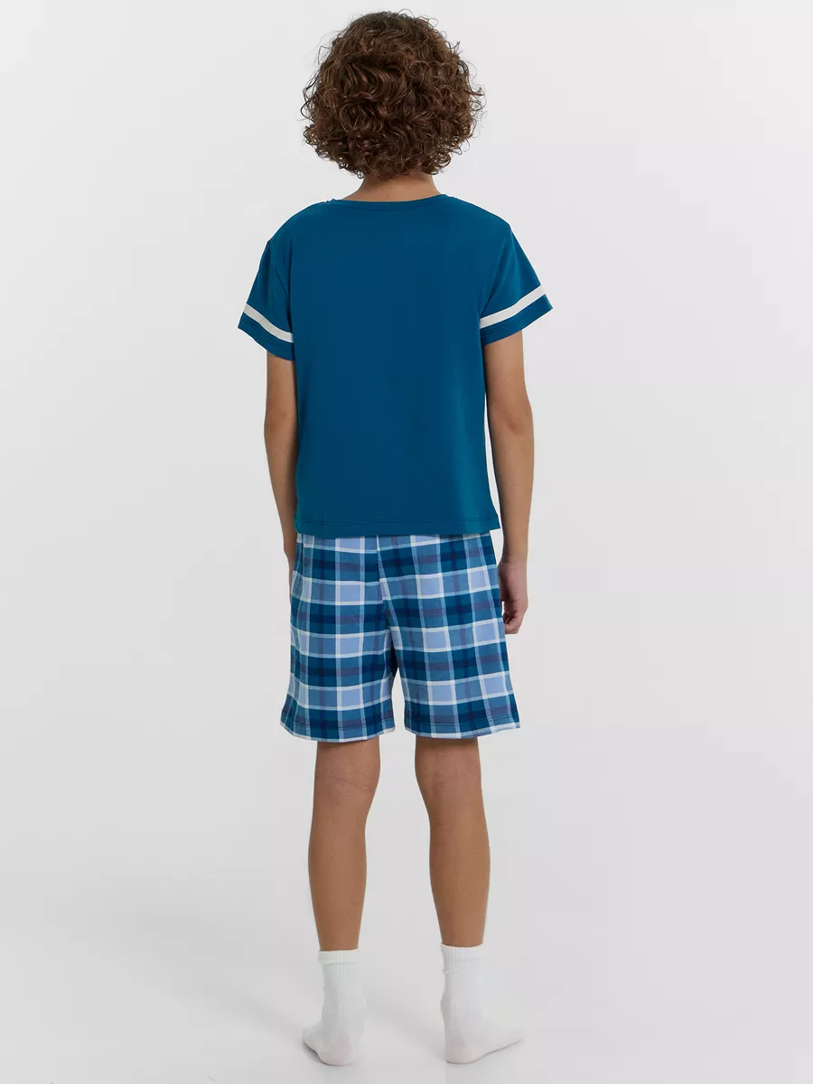 Футболка и шорты Mark Formelle (Марк Формэль) 563322-1/сине -бирюзовый +сине -бирюзовая клетка - фото 9