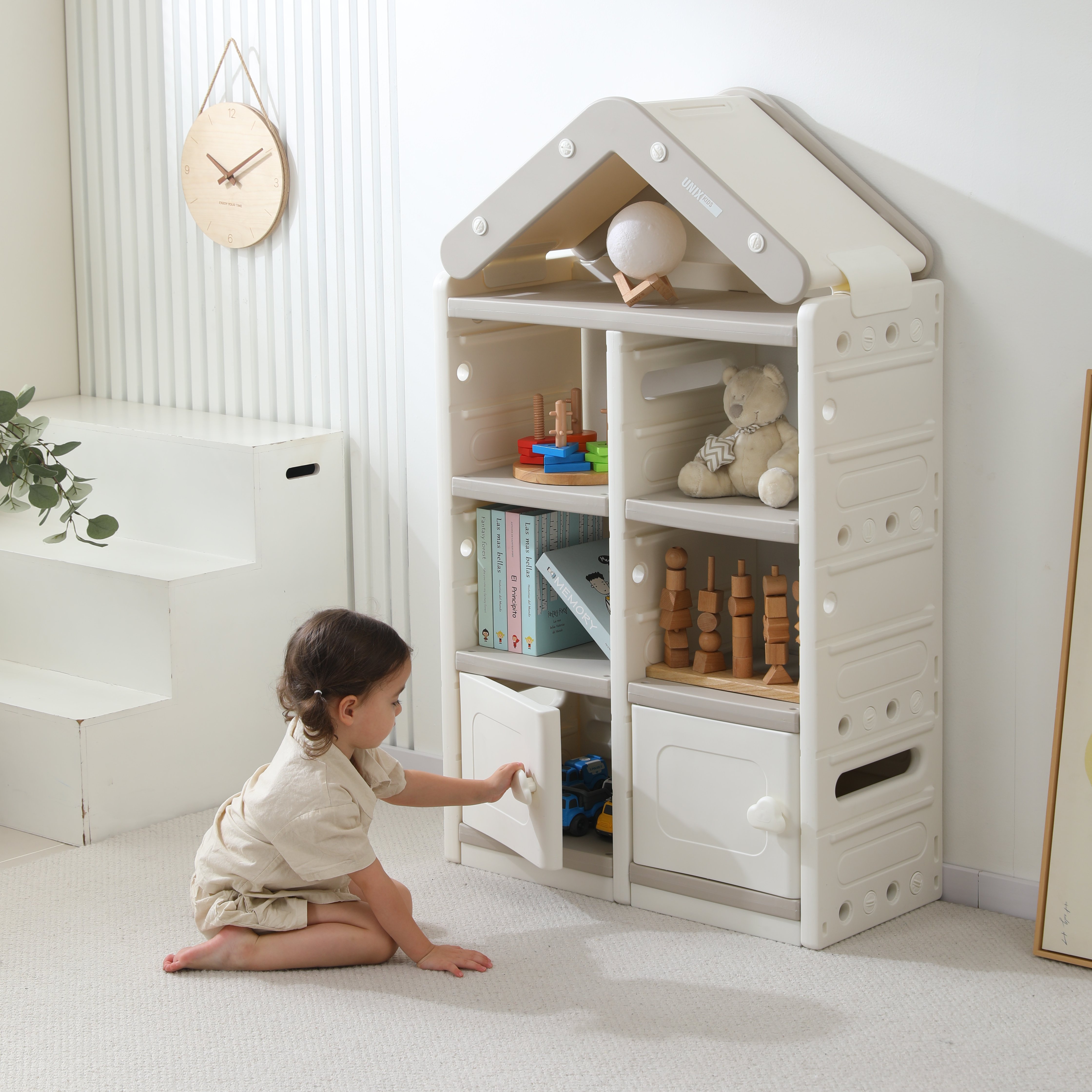 Стеллаж для игрушек UNIX Kids House 2 ящика Grey - фото 12