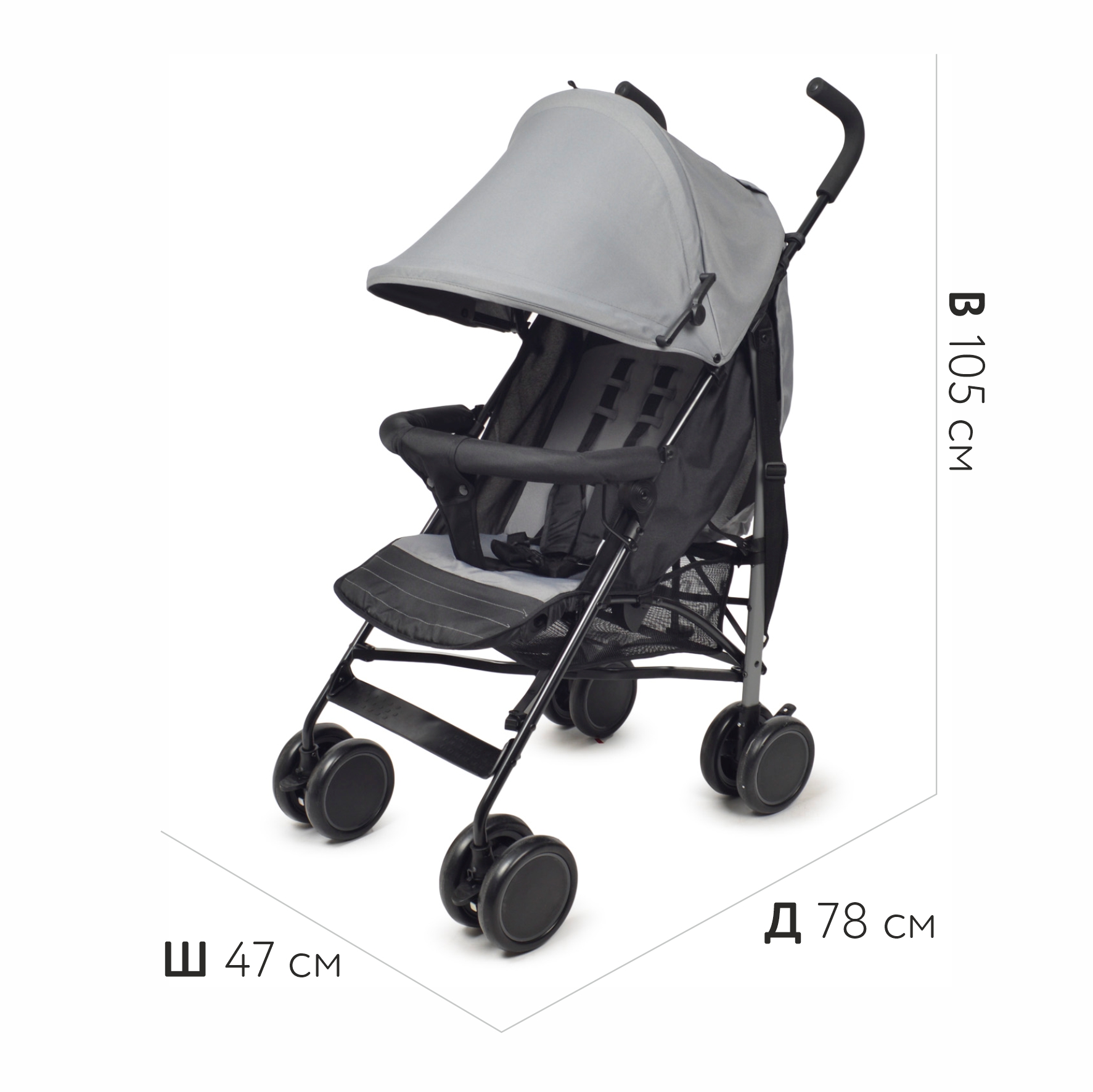 Коляска прогулочная BabyGo Ellipse New серый - фото 2