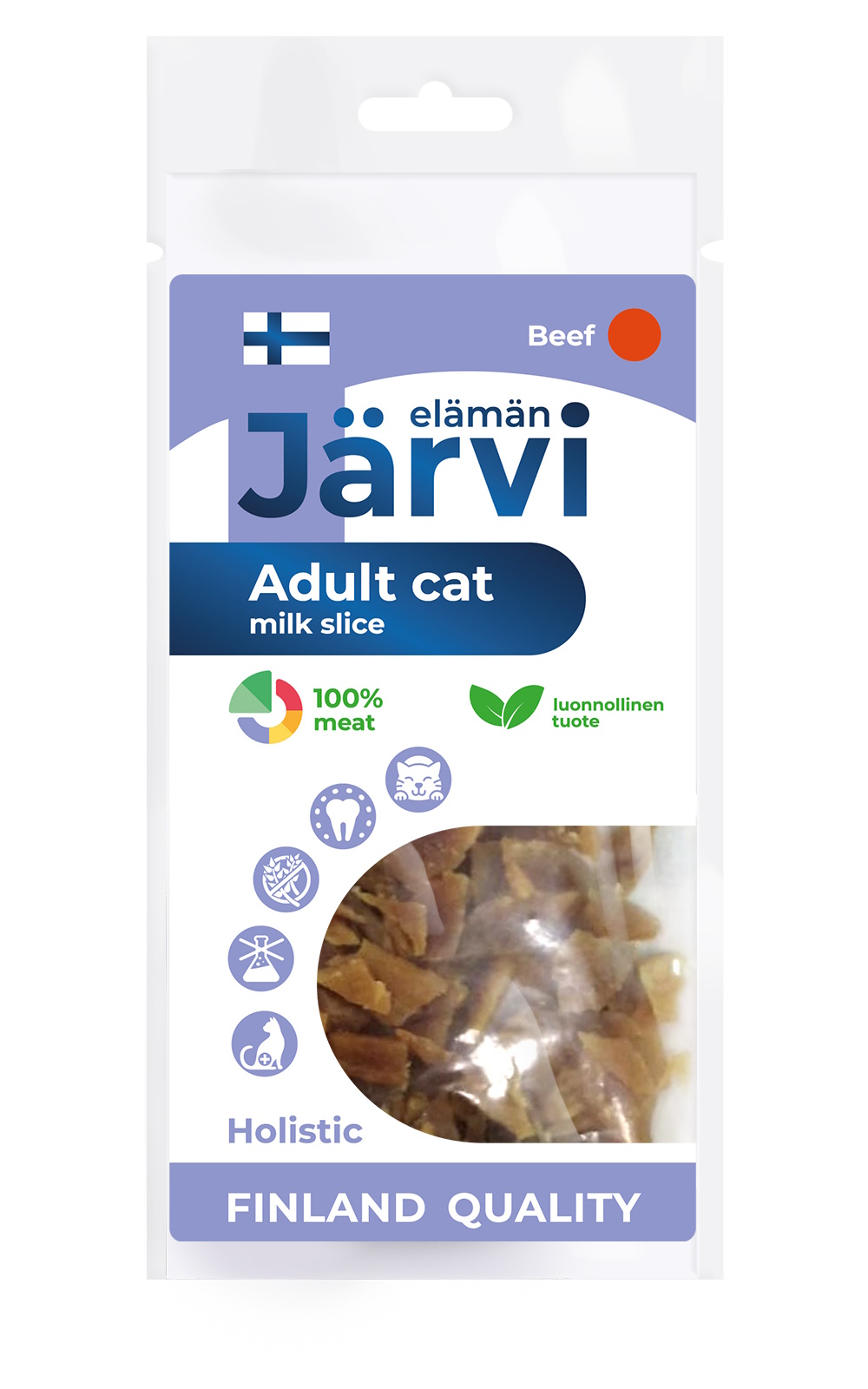 Лакомство для взрослых кошек всех пород Jarvi вяленое лакомство молочный ломтик из говядины 30г - фото 1