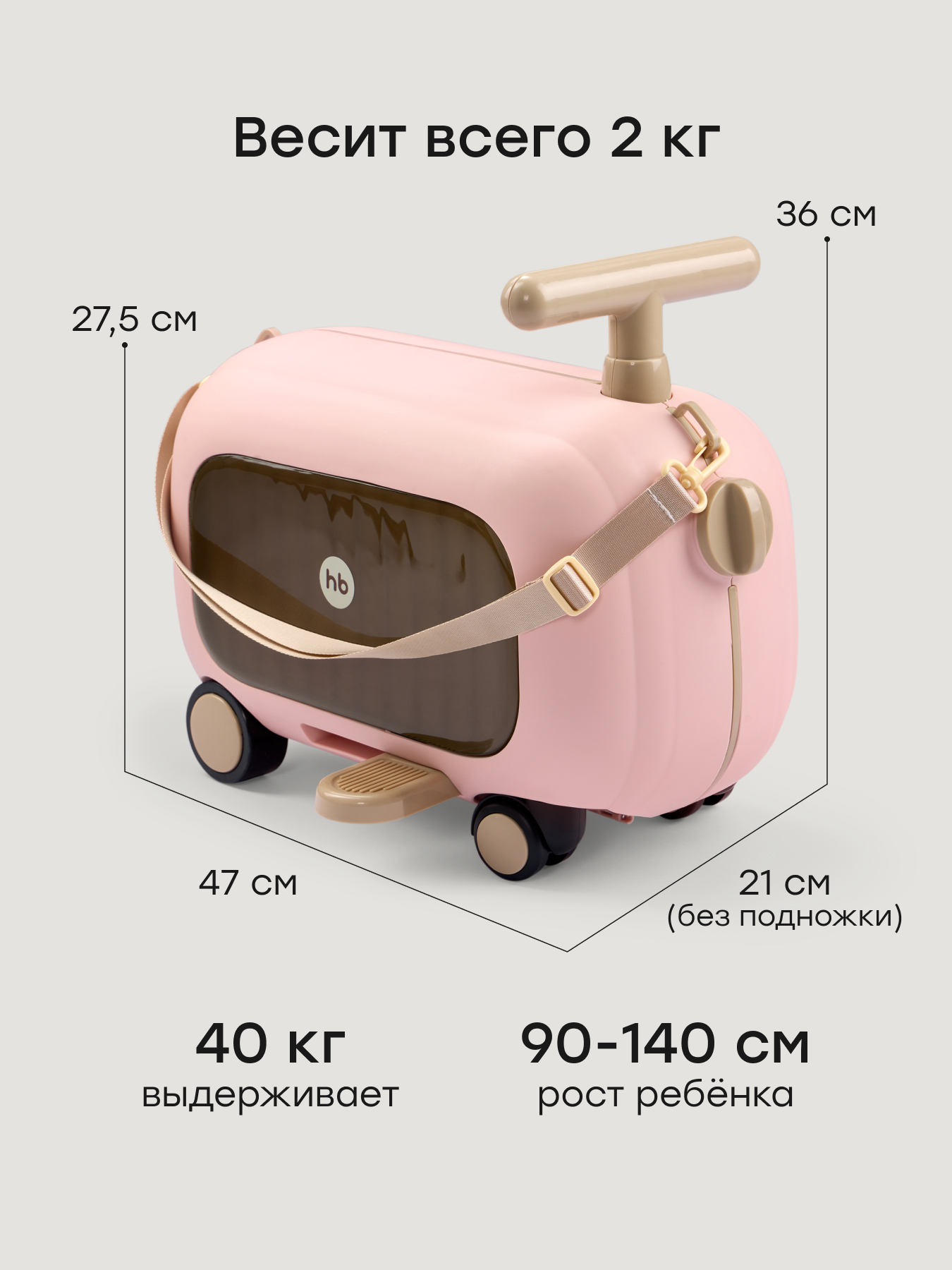 Чемодан Happy Baby travy розовый - фото 2