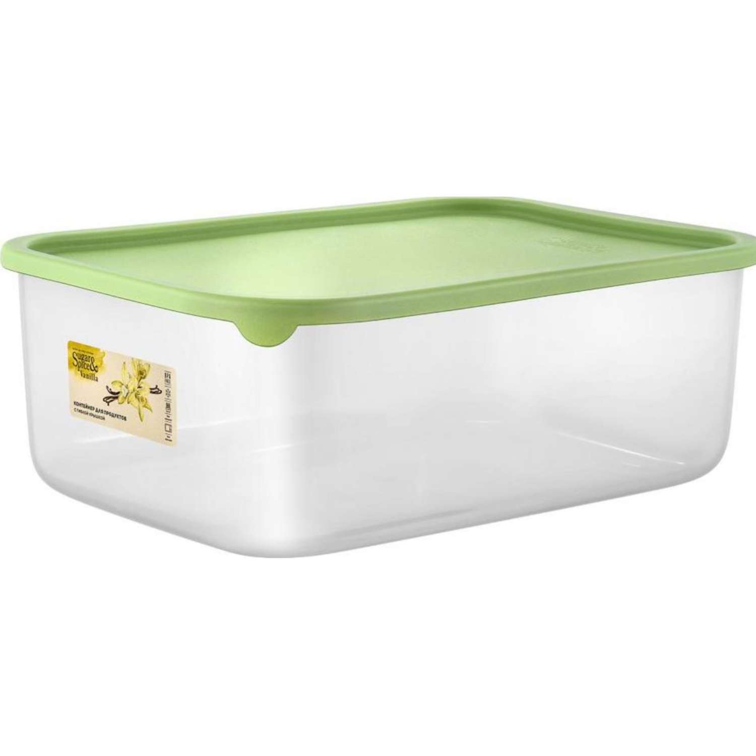 Контейнер для продуктов Sugar and Spice Vanilla прямоугольный с гибкой крышкой фисташка 4.5л - фото 1