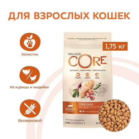 Корм для взрослых кошек Wellness CORE 1.75кг курица-индейка