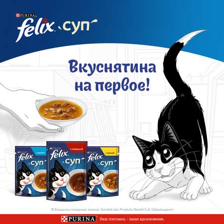 Корм влажный для кошек Felix 48г суп говядина