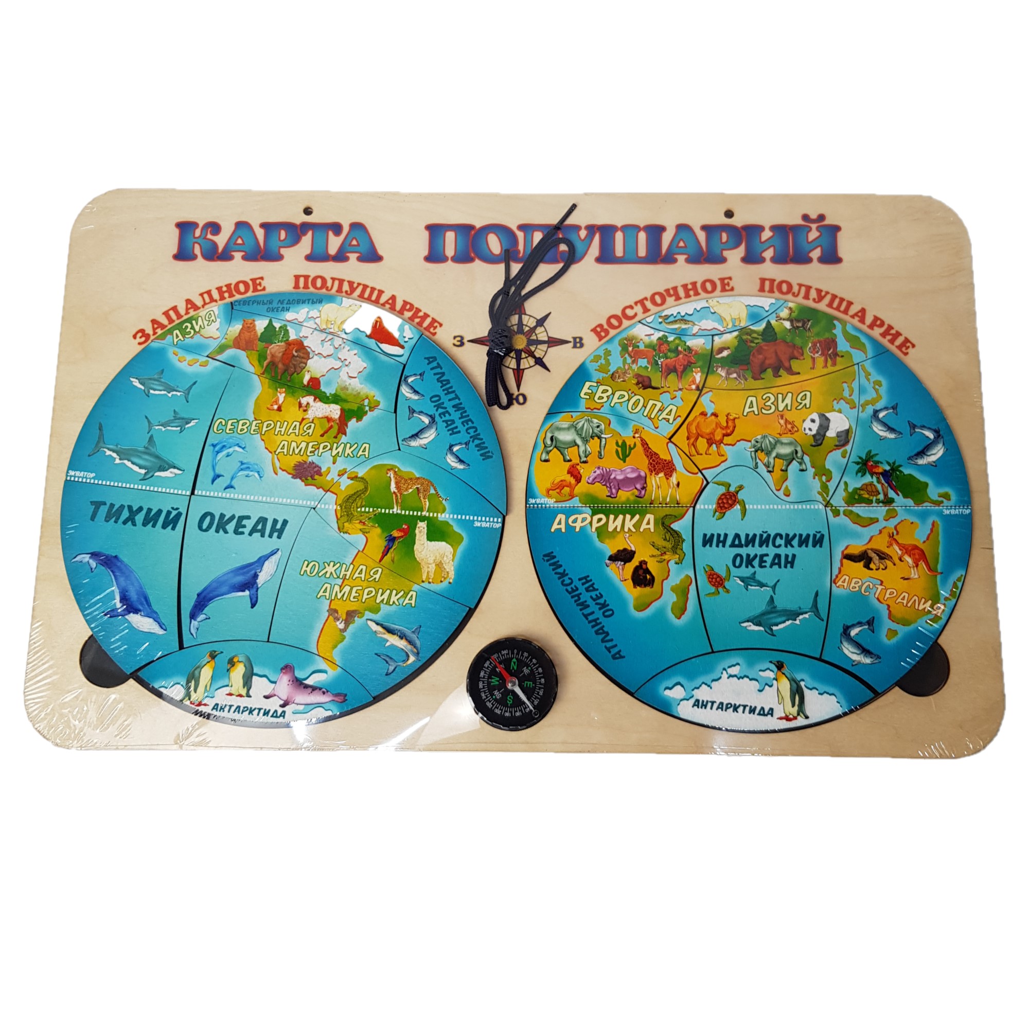 Магнитная карта Нескучные игры полушарий 21 деталь - фото 1