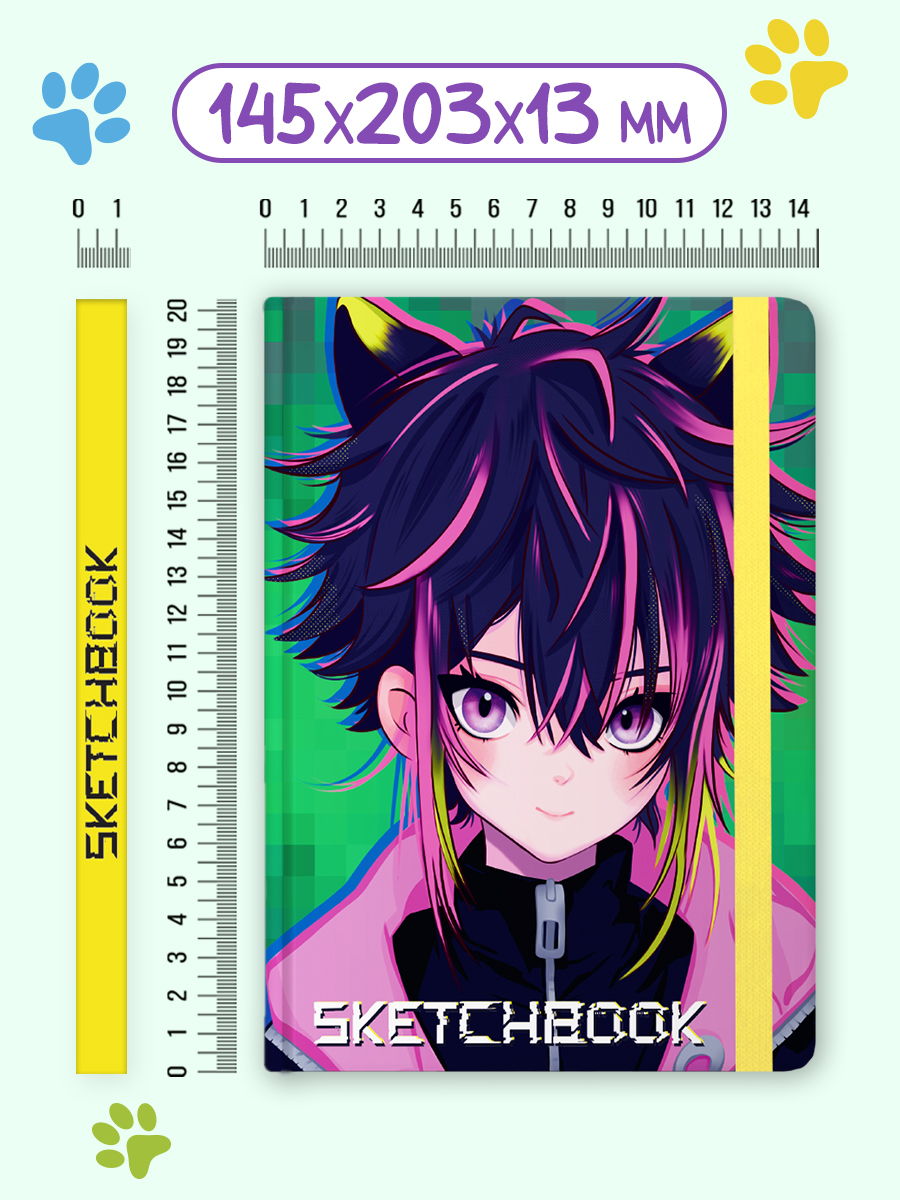 Блокнот Проф-Пресс Скетчбук А5 Аниме. Девочка-кошка 80 л. - фото 5