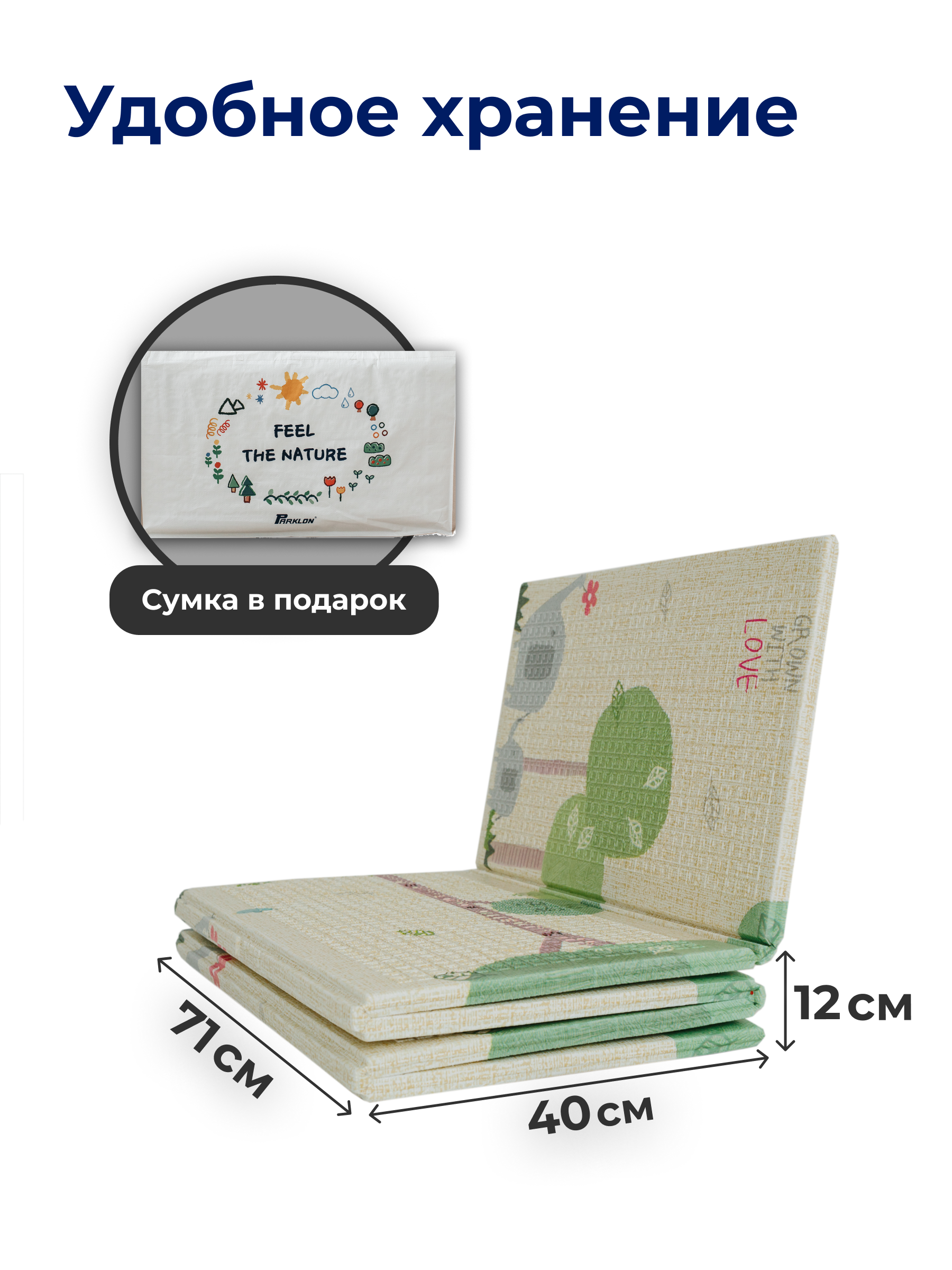 Детский складной коврик Parklon Весёлая прогулка 140 x 200 см - фото 6