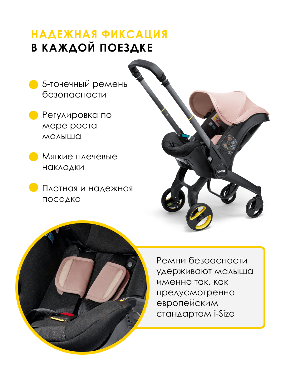 Автокресло Doona i Blush Pink Isofix 0 (0 -13 кг) розовый - фото 4