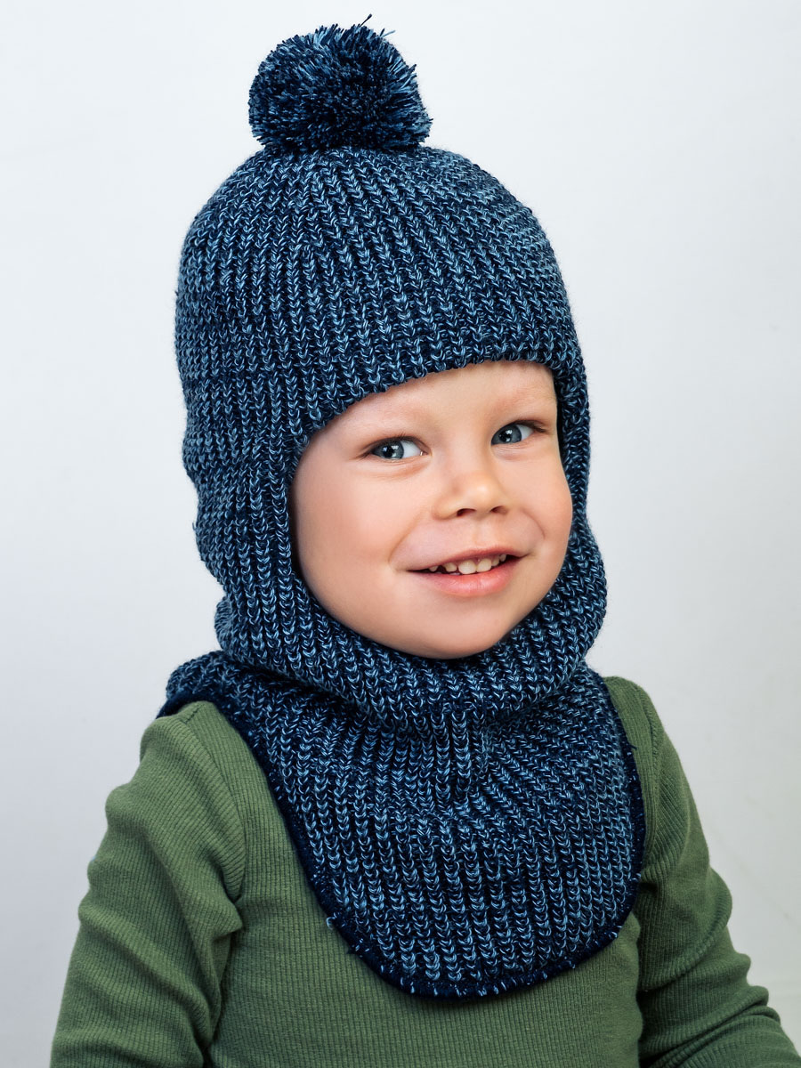 Шапка-шлем ПриКиндер U-W_22324 Цвет: Синий меланж - фото 1