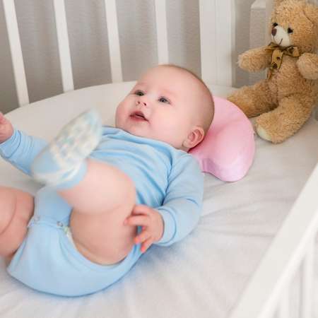 Подушка для новорожденных Baby Nice с эффектом памяти MEMORY FOAM розовый