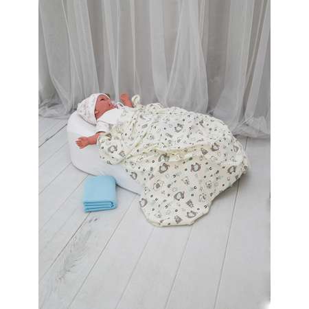Пеленки для новорожденного Baby Nice хлопок 90х120 голубые 2 шт