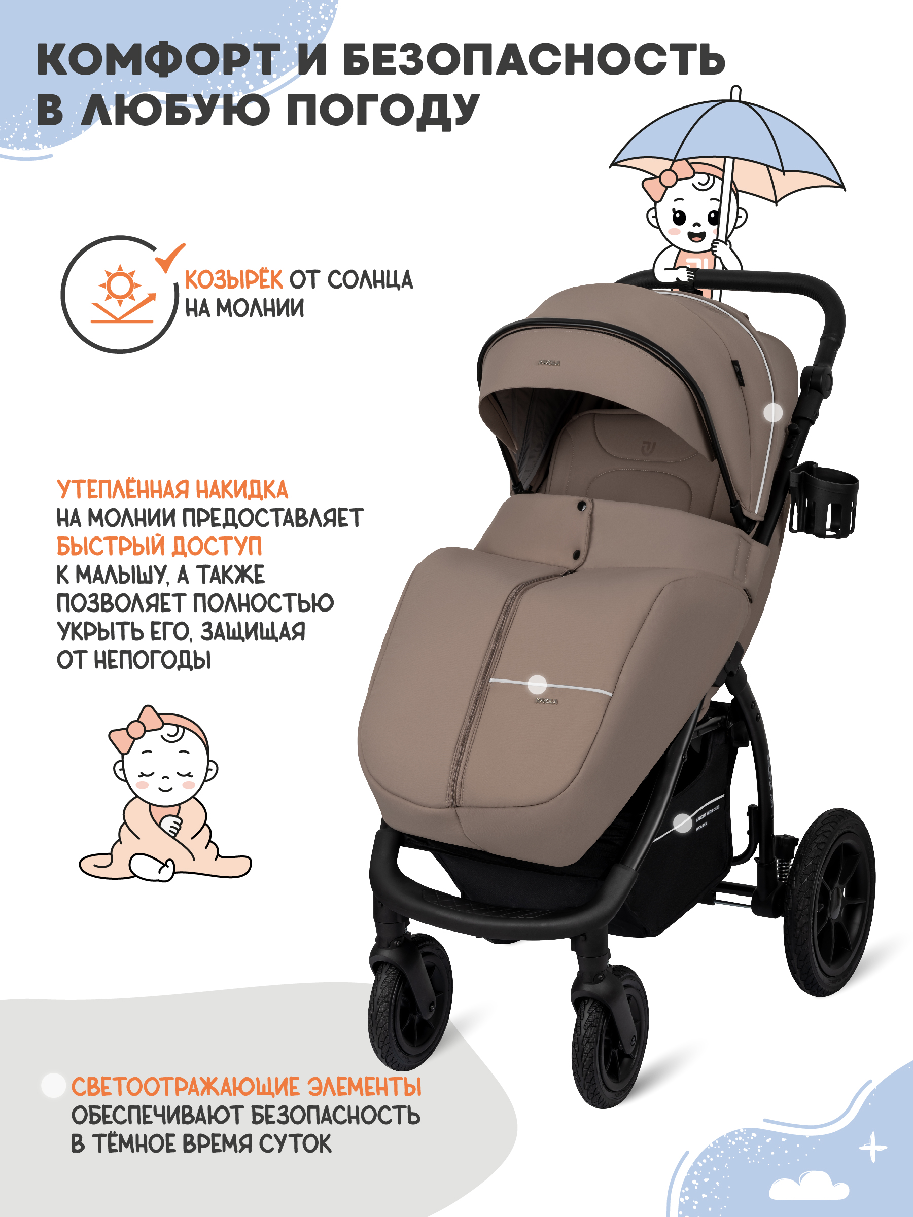 Коляска прогулочная JOVOLA Selena Air Plus бежевый - фото 2