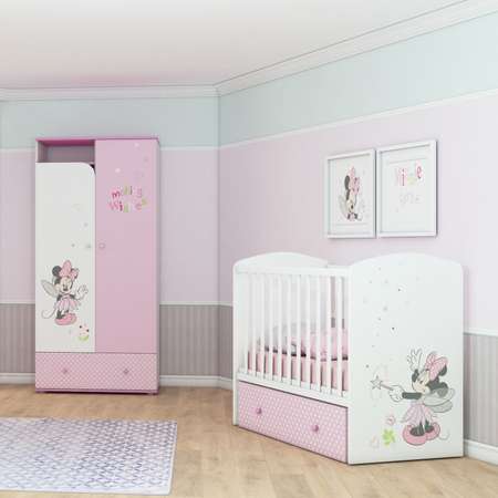 Детская кроватка Polini kids прямоугольная, поперечный маятник (белый, розовый)