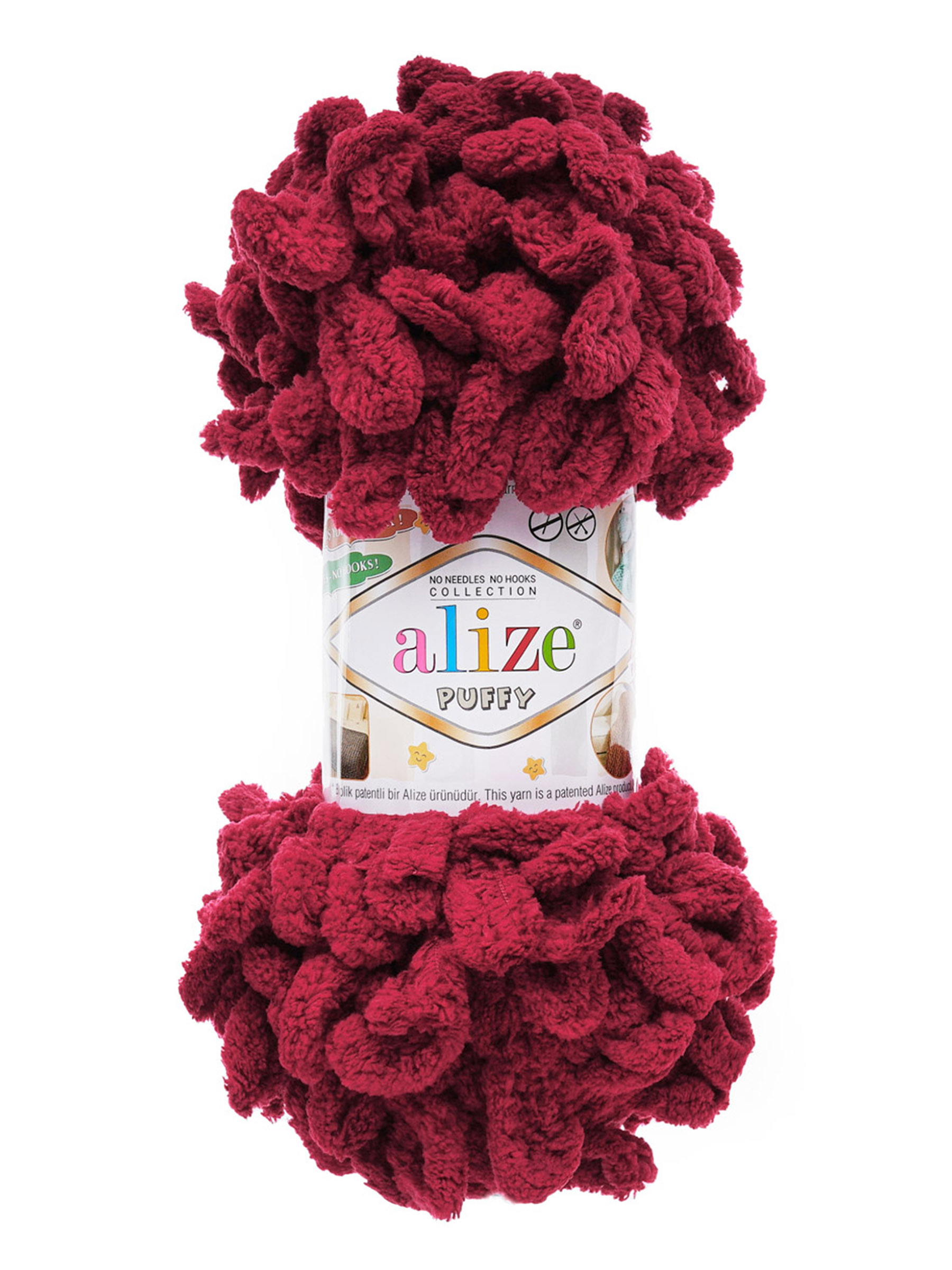 Пряжа для вязания Alize puffy 100 г 9 м микрополиэстер фантазийная плюшевая 107 фуксия 5 мотков - фото 3