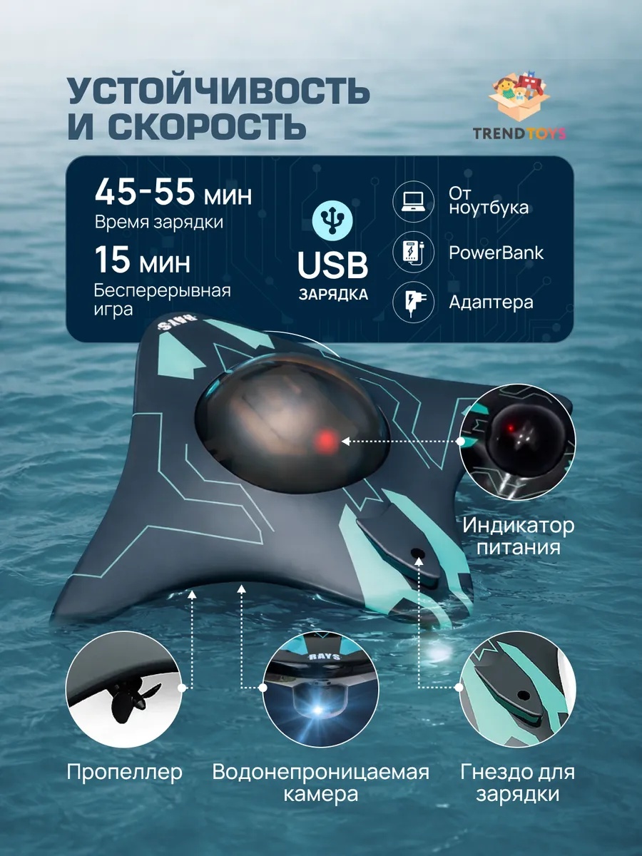 Подводная лодка РУ TrendToys управление с телефона - фото 2