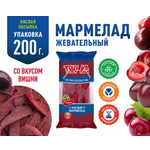 Мармелад жевательный Тяну-ка в форме ленточек со вкусом вишни в кислой обсыпке 200г