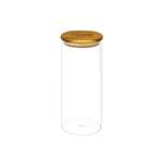 Банка для хранения Elan Gallery круглая 1 л 9х9х22 см Crystal glass. стеклянная с крышкой из акации с силиконой прокладкой