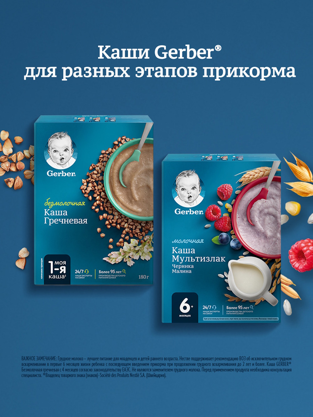 Каша молочная Gerber Мультизлаковая черника малина 180г - фото 9