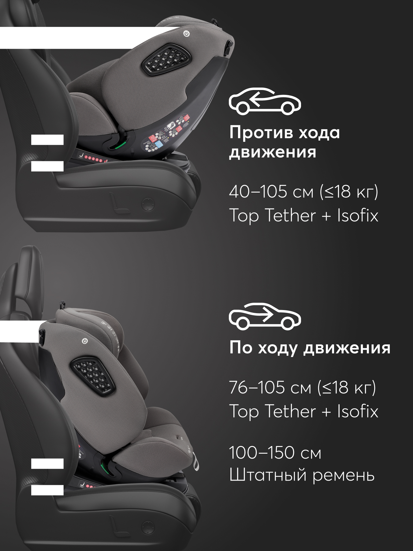 Автокресло Happy Baby Reex Isofix 0+/1/2/3 (0-36 кг) серый - фото 11