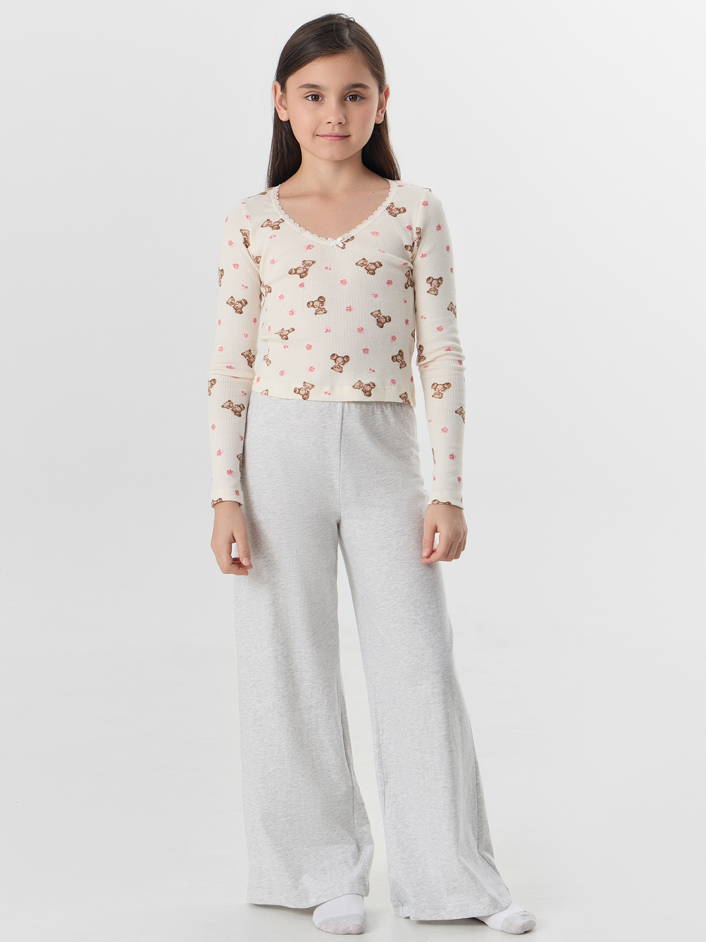 Пижама Mark Formelle (Марк Формэль) 567758/мишки с цветами на молоке +серый меланж 4306-А - фото 1