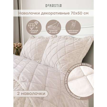 Наволочки декоративные 2 шт. DeNASTIA Велюр 50x70 см молочный