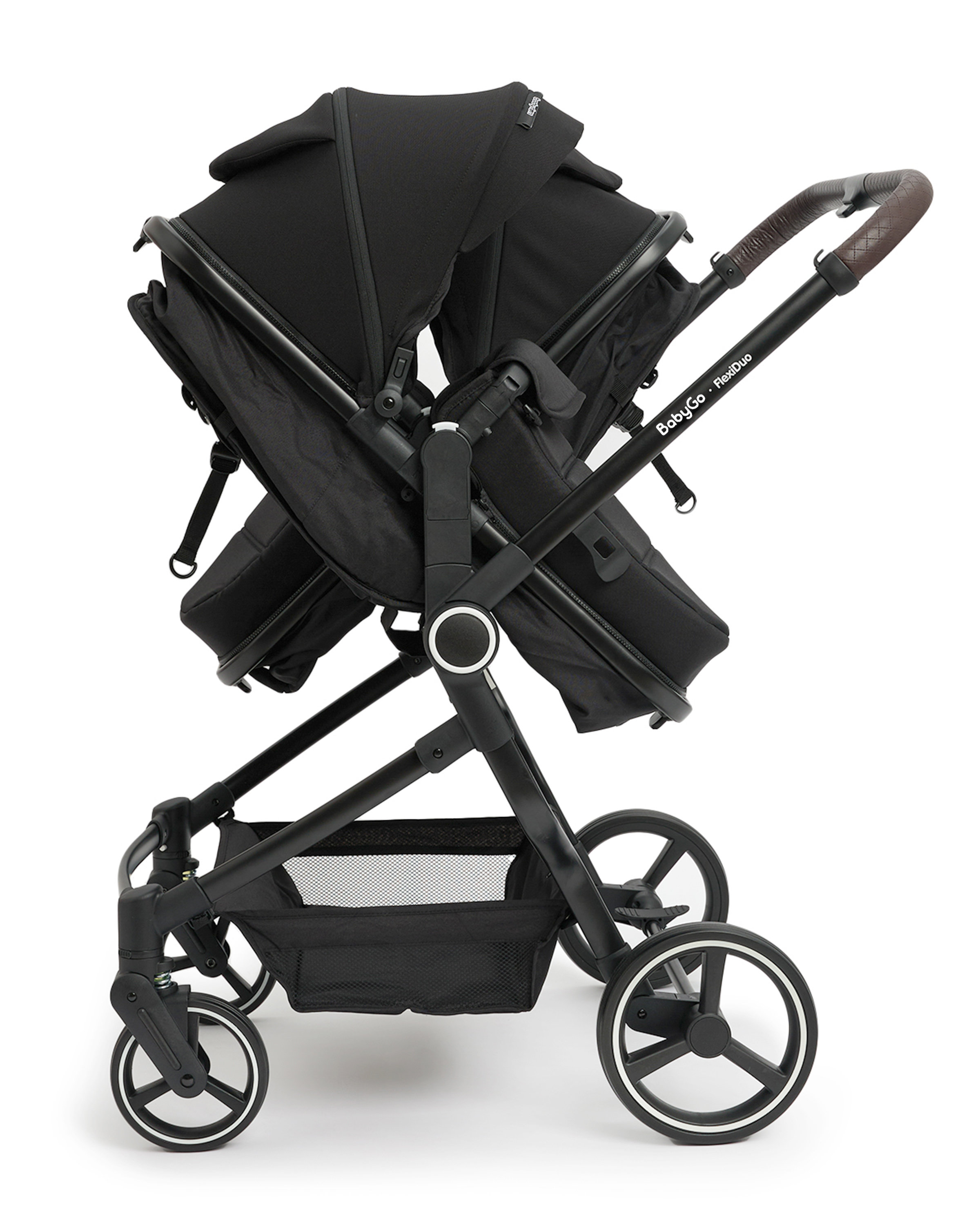 Коляска прогулочная для двойни BabyGo Flexi Duo New черный - фото 18