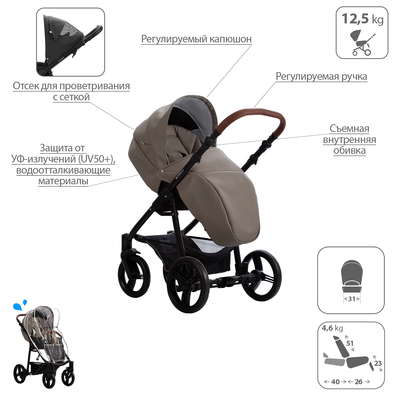 Коляска 2в1 Bebetto Kitelli PRO - фото 5