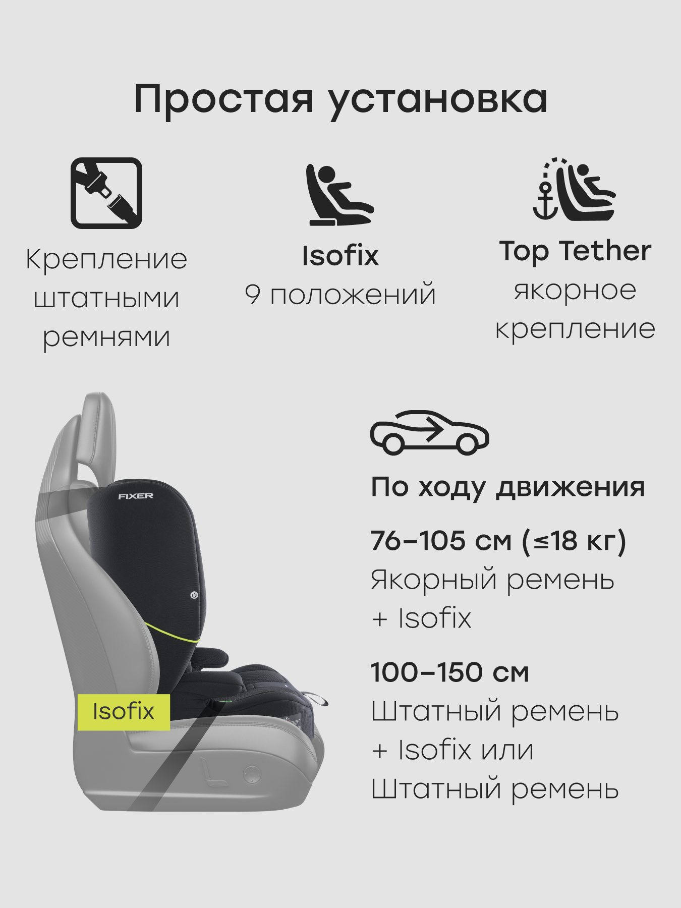 Автокресло Happy Baby Fixer Isofix 1/2/3 (9-36 кг) черный - фото 4
