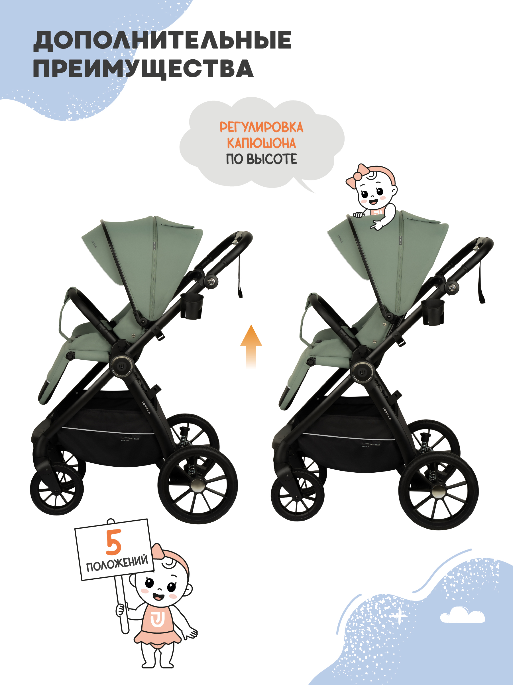 Коляска прогулочная JOVOLA LYRA зеленый - фото 5