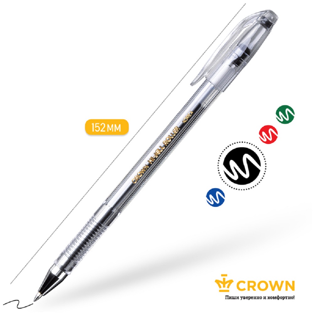 Ручка гелевая CROWN 12 шт. - фото 3