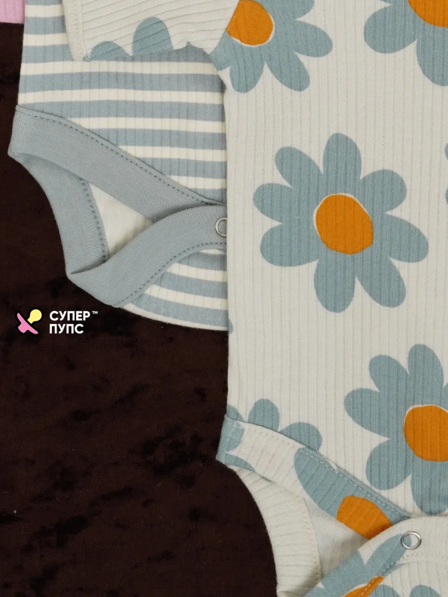 Боди 3 шт Супер Пупс нбр/3пр/бд/коррук/2026/ромашки - фото 17