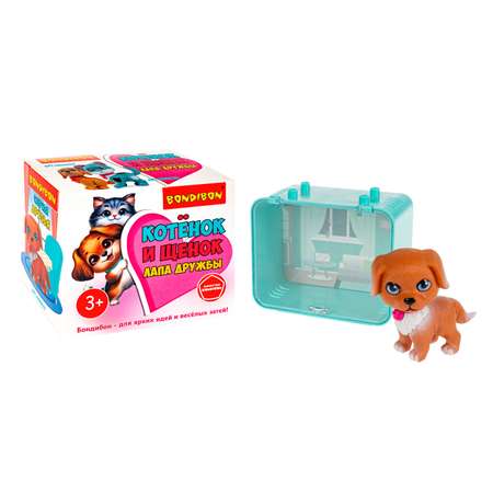 Игровой набор Bondibon ЛАПА ДРУЖБЫ Щенок коричневый