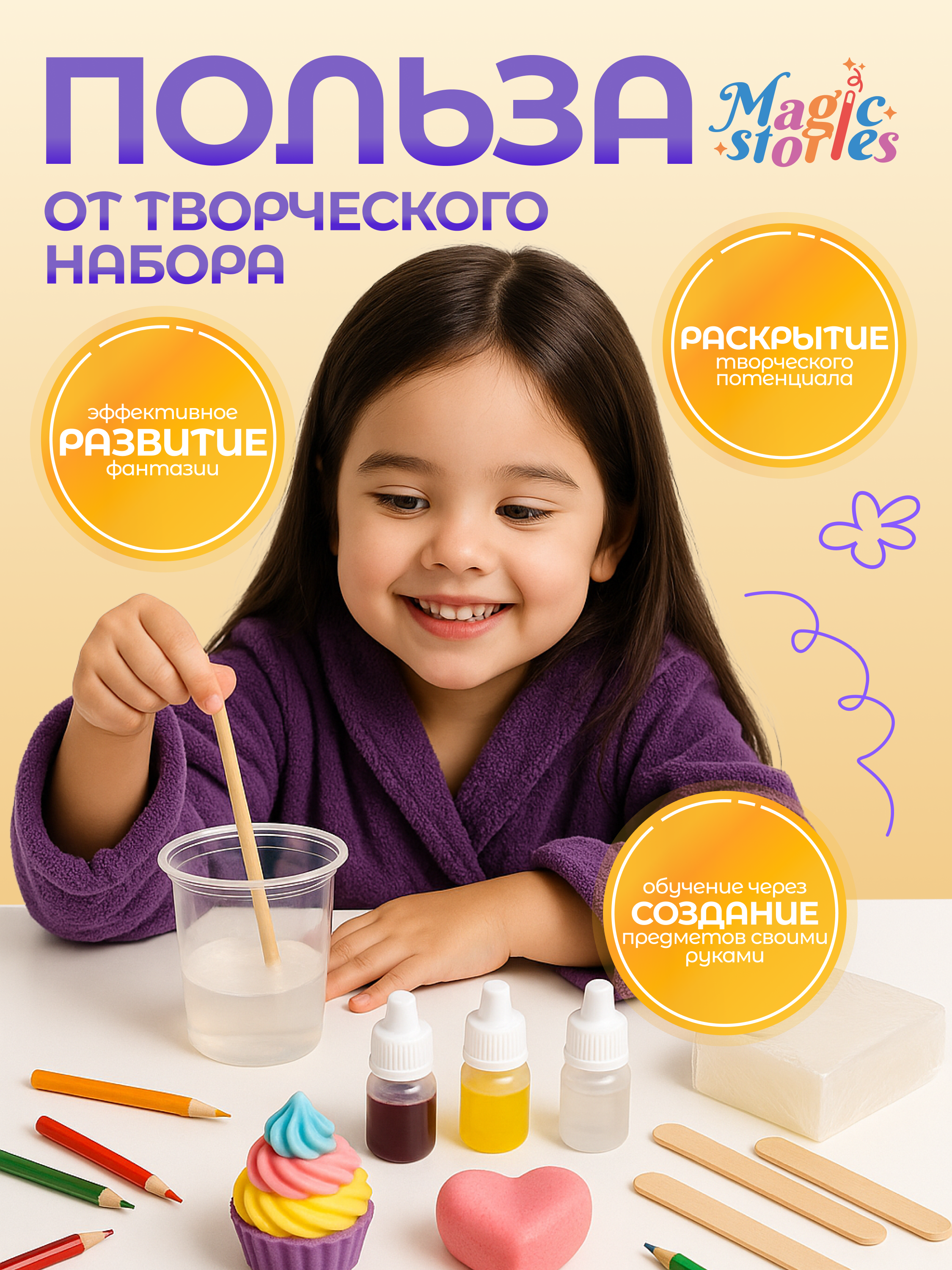 Набор для творчества Magic Stories детский, мыловарение своими руками MS-NTM-001 - фото 6