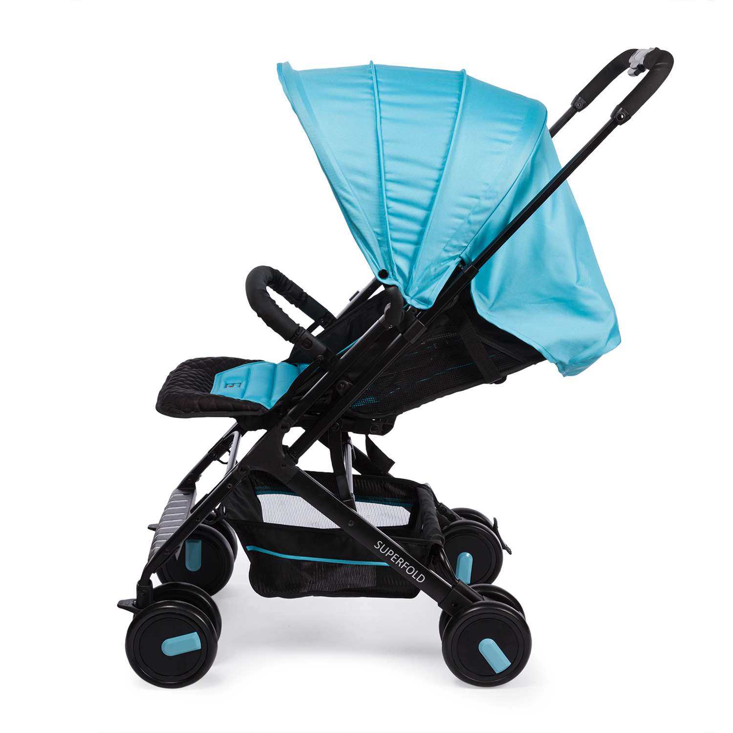 Коляска прогулочная hoco Superfold Black Turquoise - фото 3