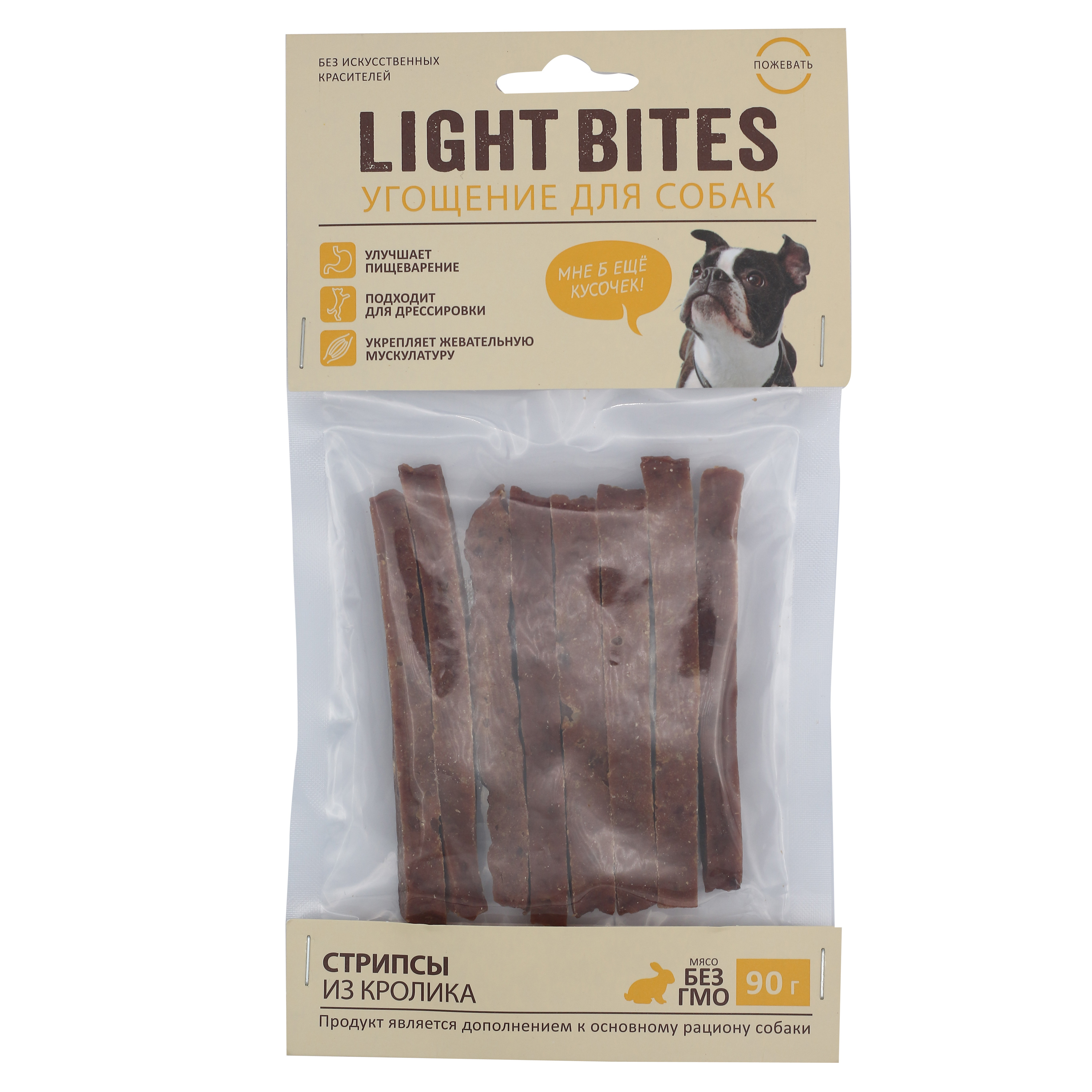 Лакомства для собак Light Bites 90г Стрипсы из кролика PM062 LIGHT BITES - фото 1