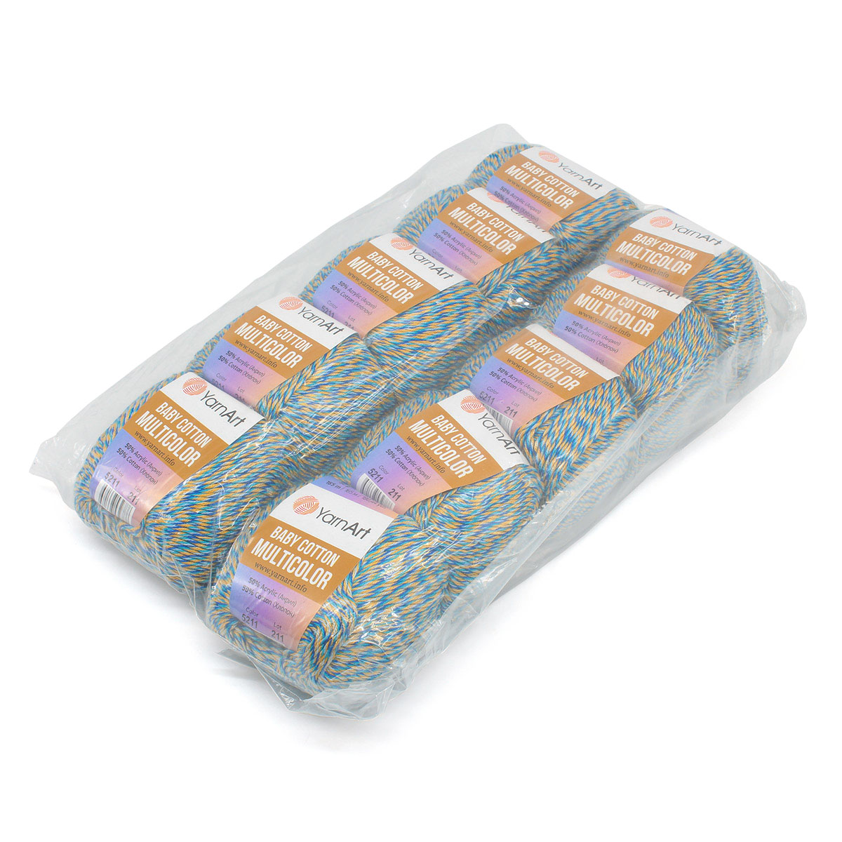 Пряжа для вязания YarnArt Baby cotton multicolor 50 гр 165 м хлопок акрил детская 10 мотков цвет 5211 - фото 2
