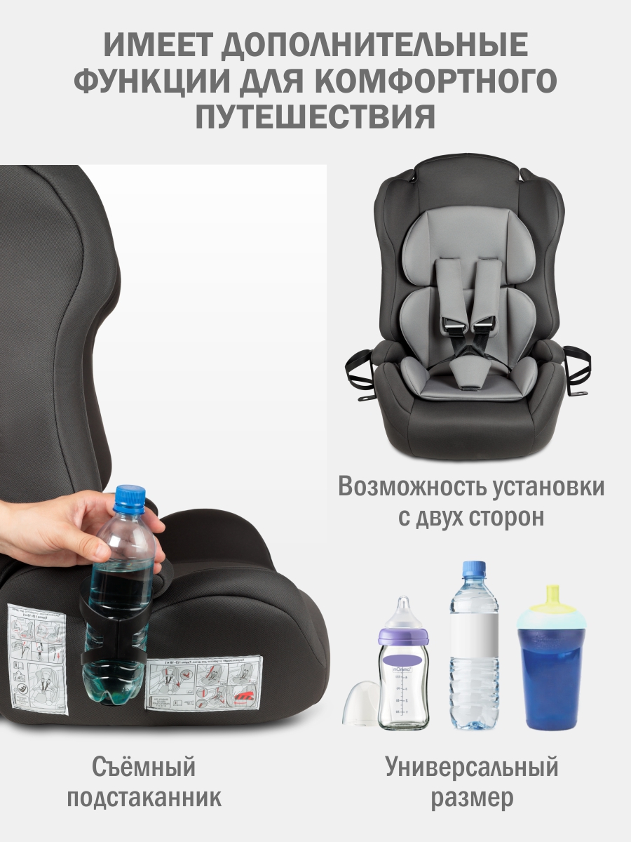 Автокресло SIGER НЕКСТ ISOFIX Isofix 1/2/3 (9-36 кг) серый - фото 8
