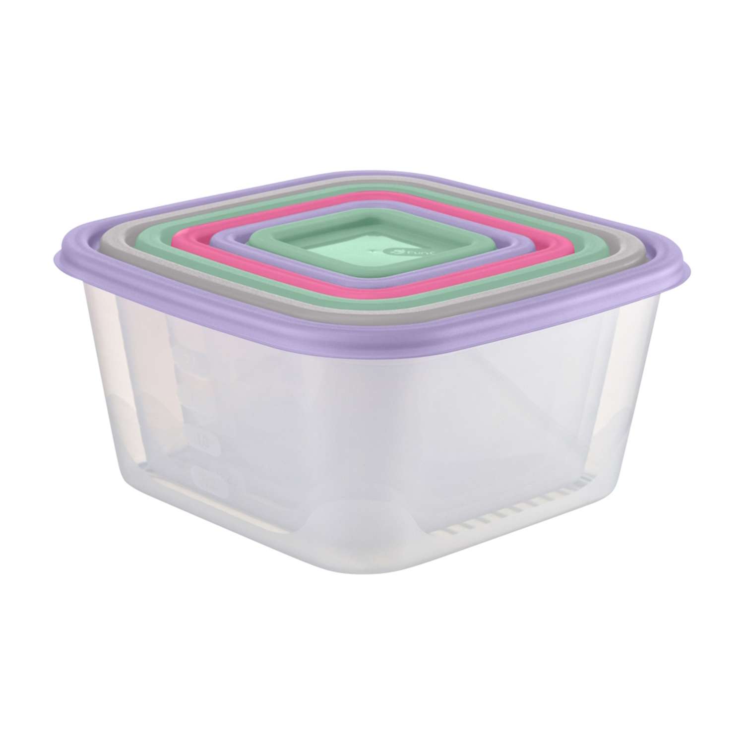 Набор емкостей для продуктов FunCook квадратных Fusion 6шт (2.6л+1.7л+1.1л+0.63л+0.33л+0.15л - фото 2