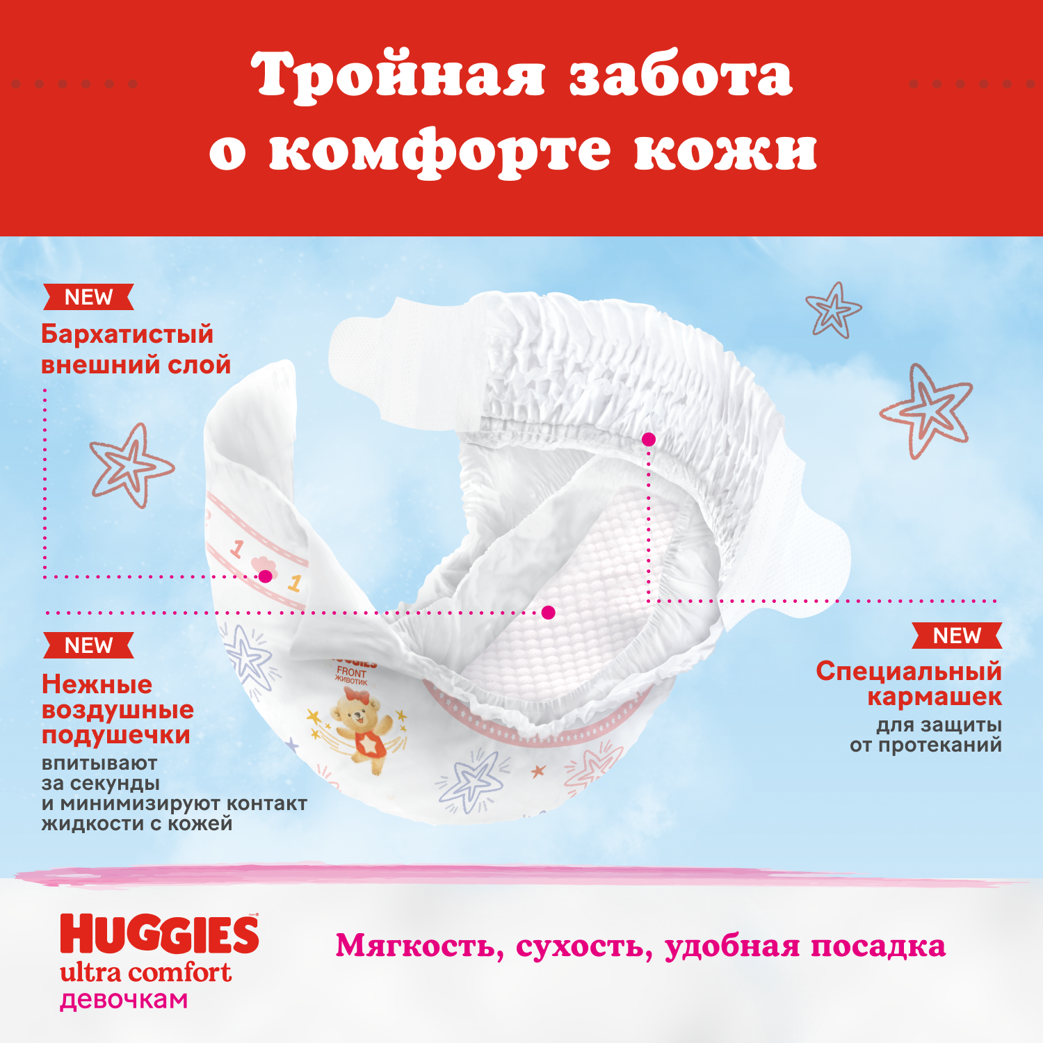 Подгузники Huggies Ultra Comfort для девочек 4 (8-14 кг) 66 шт. - фото 5