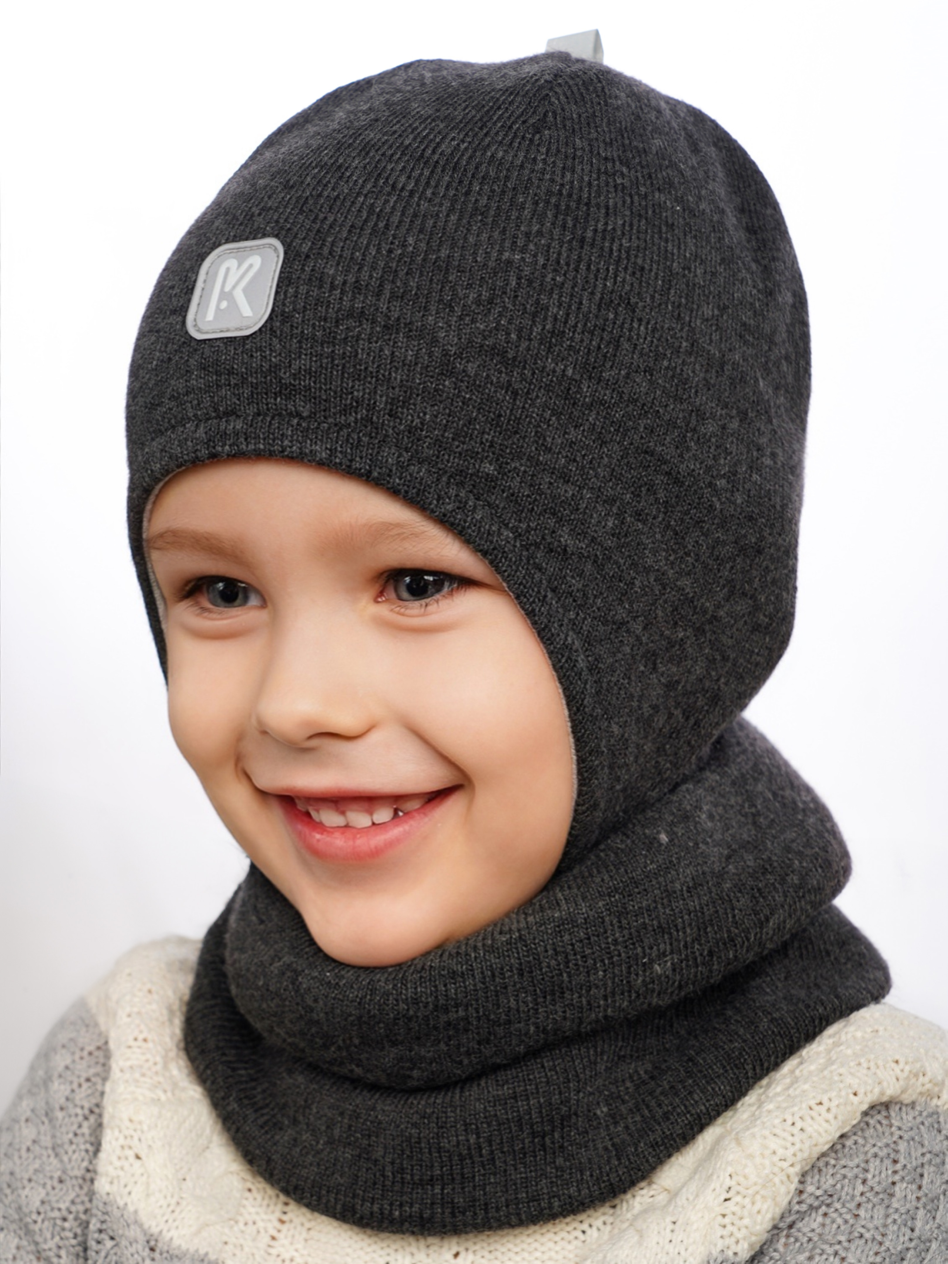 Шапка и снуд ПриКиндер U-Sp232724 Графит - фото 5