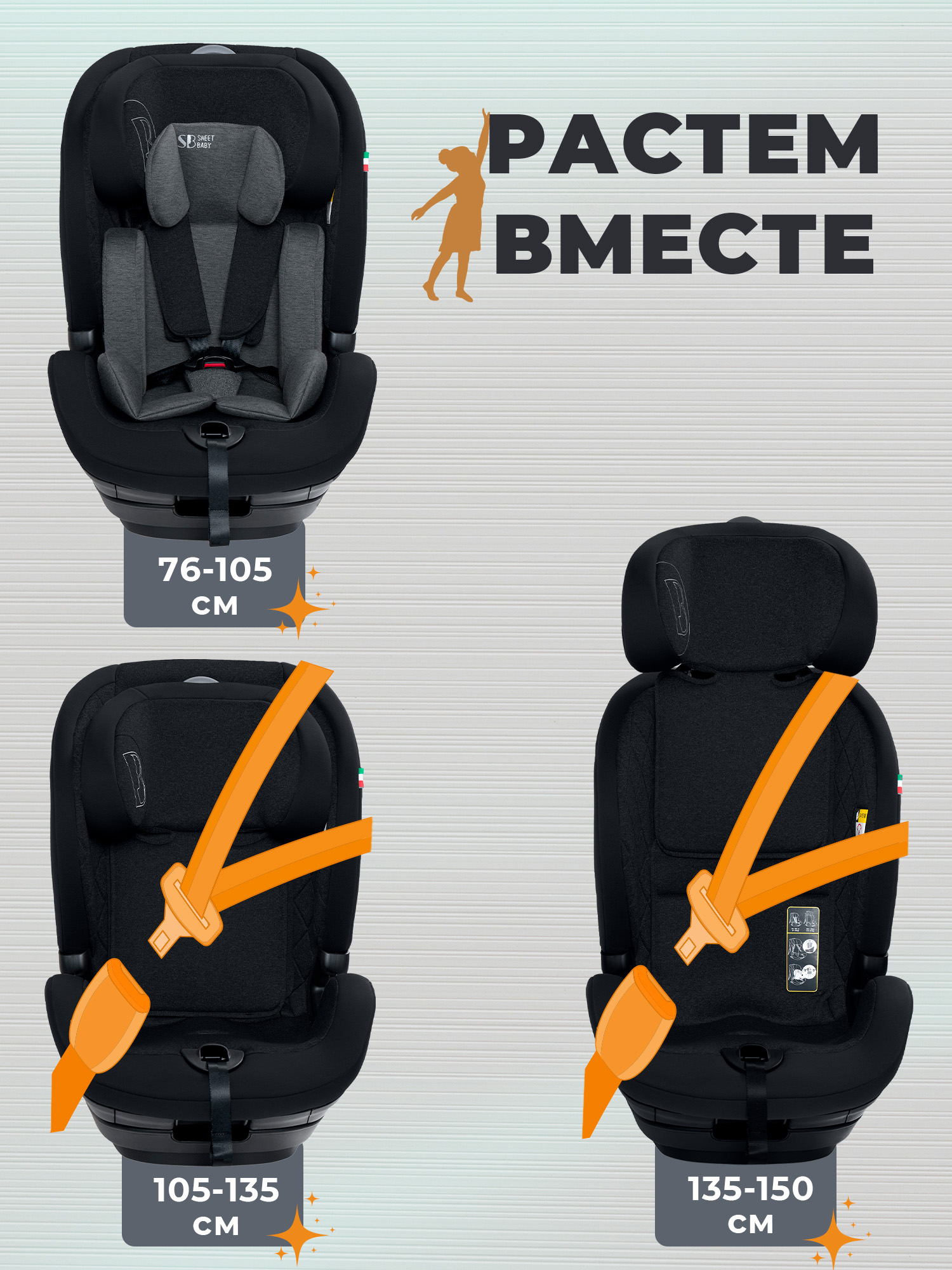 Автокресло Sweet Baby Gravity BH7613519 (О9) Black Isofix 1/2/3 (9-36 кг) черный - фото 3